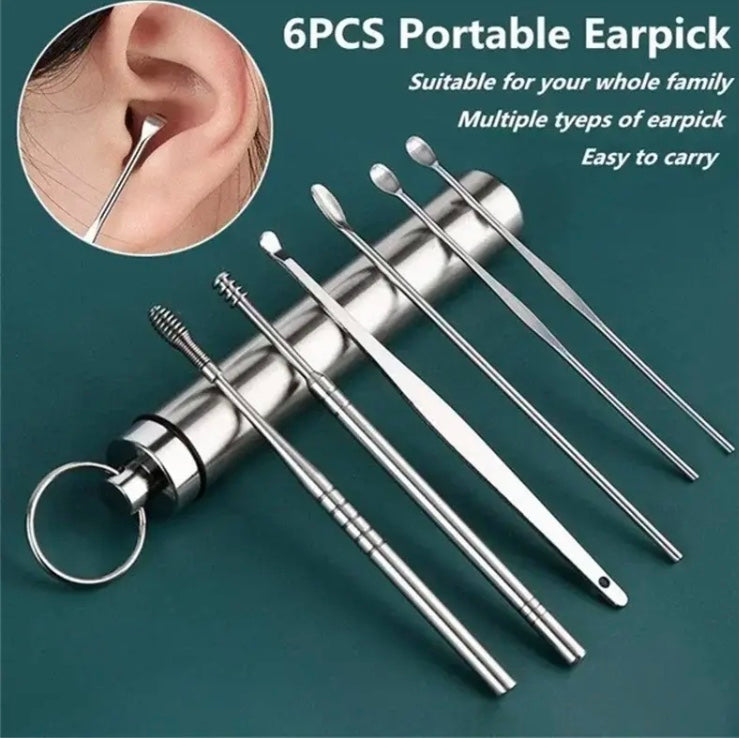 6Pcs Stainless Steel Ear Cleaner, Adult Ear Care Set, Ear Wax Remover Tool, Earpick Cleaning Tool Set 6Pcs Stainless Steel Ear Cleaner, Adult Ear Care Set, Ear Wax Remover Tool, Earpick Cleaning Tool Set